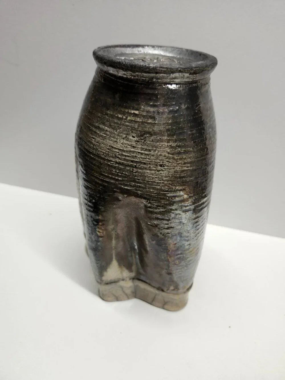 Raku Pottery Vase Earth Tones 7.75